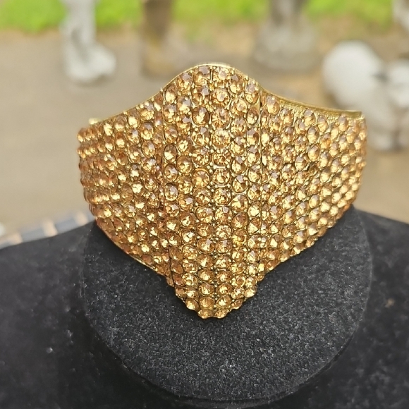 Gold Rhinestone Cuff Bracelet - Picture 1 of 4